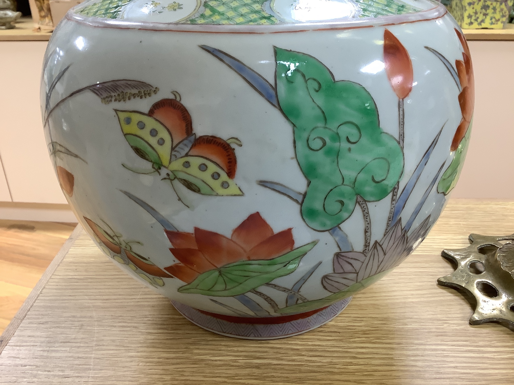 A large Chinese vase decorated with butterflies, height 44cm